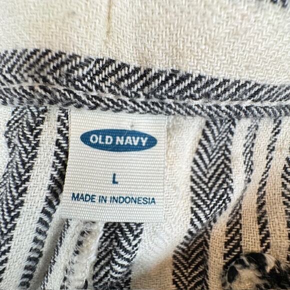 Old Navy Sz Large High-Waisted Striped Linen Blend Wide Leg Pants - Picture 11 of 13